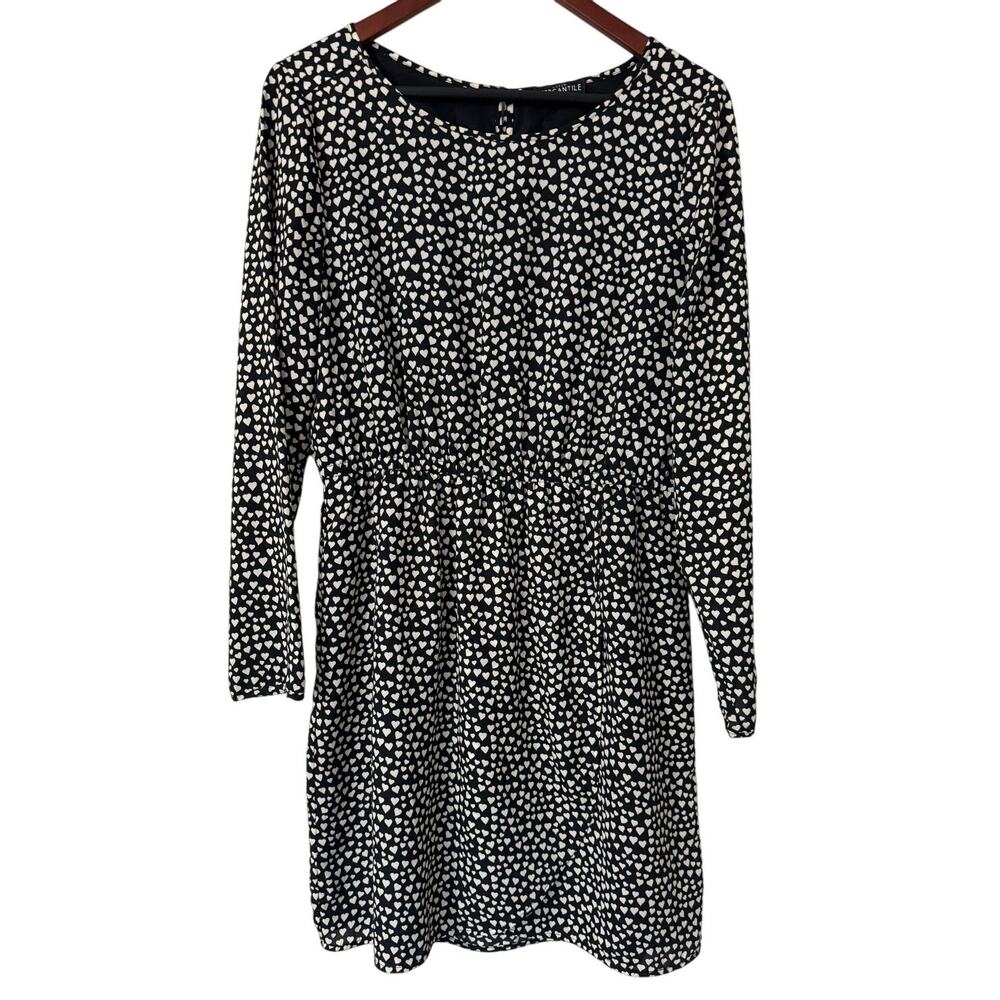 J. Crew‎ Mercantile Long Sleeve Printed Heart Dress Size 10